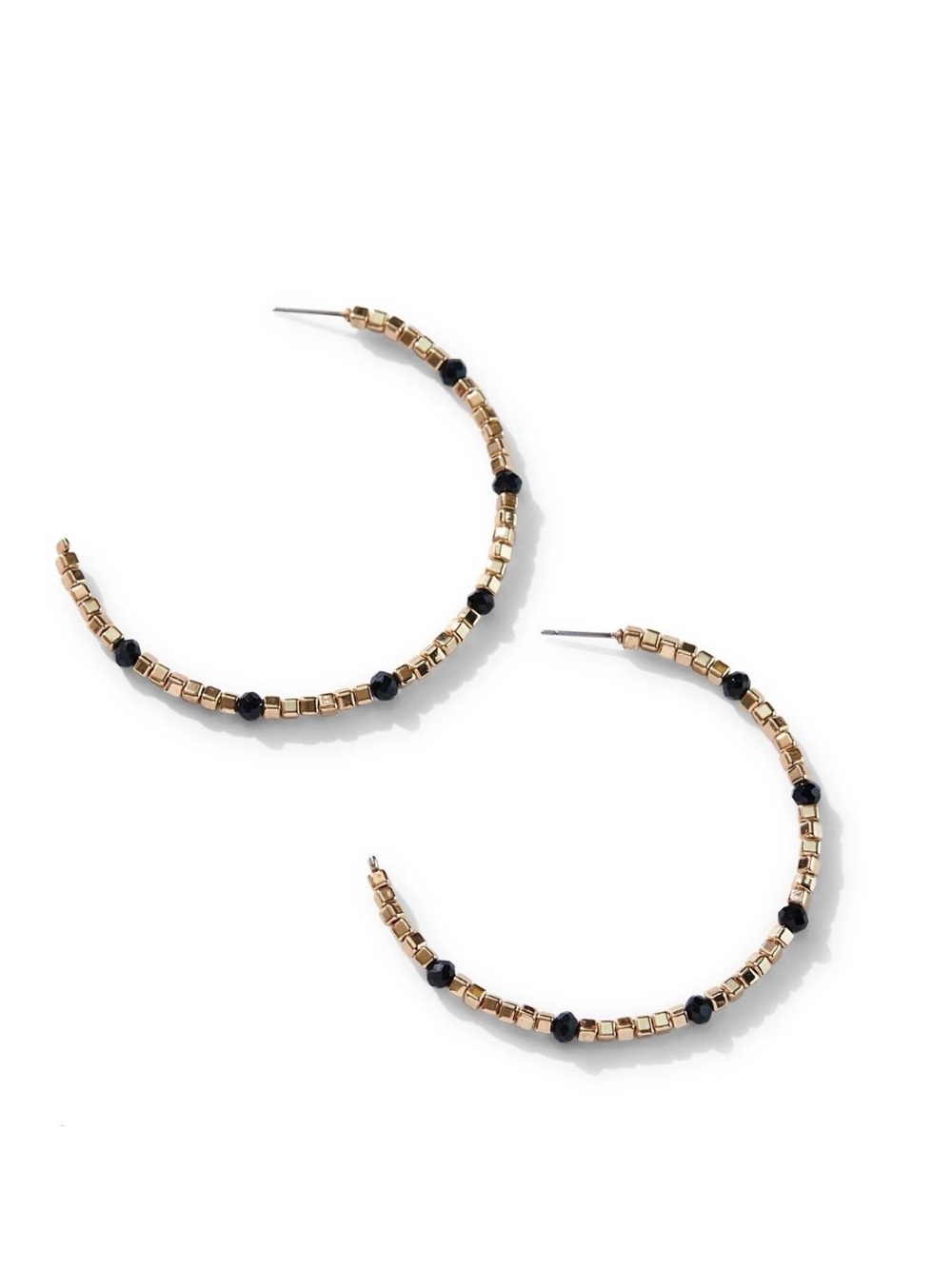 Park Lane Jolene Gold and Black Beaded Hoop Earrings Large Light Weight Stylish